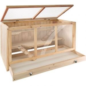 Cage à hamster cochon d'inde petits rongeurs en bois plusieurs étages avec rampes tiroir intégré pour un nettoyage facile 95 x 50 x 50 cm