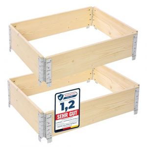 Garronda Carré Potager modulable en Bois Naturel 80x60x20 cm – Jardinière extérieure en palettes, empilable et Pliable, pour Jardin, Plantes, Fleurs,