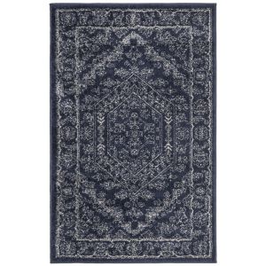 Image de Tapis de salon interieur en bleu marine & ivoire, 122 x 183 cm
