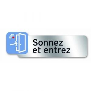 Image de Plaque indicatrice Sonnez et Entrez - PVC adhésif - 160 x 50 mm - Panneau de signalisation "A louer'' - PVC adhésif - Dimensions : 275 x 190 mm