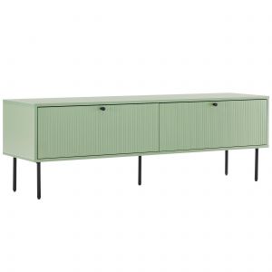 Oviala Meuble tv 2 portes en acier et mdf décor mélaminé 150 cm vert sauge