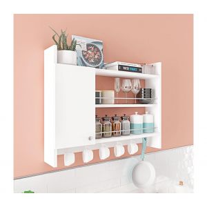 Cotecosy Etagère de cuisine 1 porte Syban 85cm Bois Blanc - Blanc