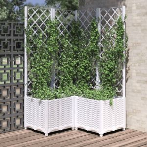 VidaXL Jardini&egrave;re avec treillis Blanc 80x80x136 cm PP