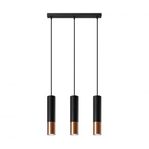 Lampe suspendue noir et cuivre Loopez 3L Sollux