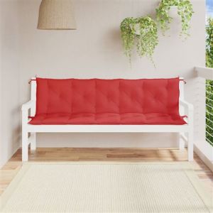 VidaXL Lot de 2 Coussins de Banc de Jardin, Revêtement de Banc avec Jeux de Cordes, Coussin d'Extérieur Imperméable, Rouge 180x50x7 cm Tissu Oxford