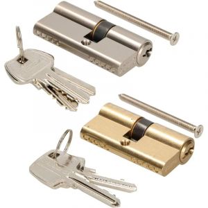 Kotarbau - Cylindre de serrure 25/35 en nickel - Cylindre de porte profilé - Serrure de sécurité - Double cylindre laiton