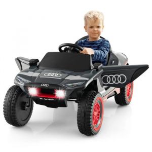 Costway 12v Audi Voiture Électrique Enfants - Télécommande 2,4g - Led & Musique & Histoire - 2 Moteur, 3-6,5 Km/H, 3 +Ans