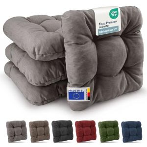 Beautissu Premium Set 4 Galette Chaise Jardin Extérieur 35x35 cm Gris Clair – 8 cm Coussin Siège Robuste & Résistant UV – HighLux