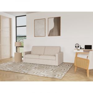 Canapé droit convertible 3 places en tissu beige