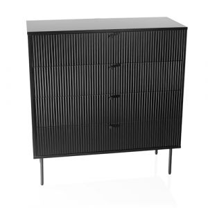Hjh LIVING Commode &agrave; 4 tiroirs KARBY K 90x40x95 cm, Armoire &agrave; tiroirs de Style Industriel, Beaucoup d'espace de Rangement, Noir