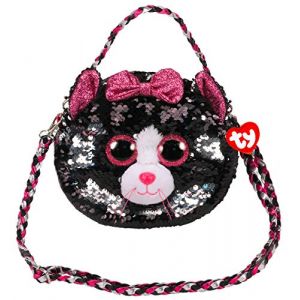 Ty Sac à bandoulière Peluche Sequins 20cm-Kiki Le Chat 95120, Multicolore