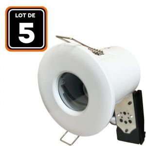 Europalamp Lot de 5 Support Spot BBC Blanc IP65 avec Douille GU10