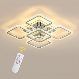 686 Plafonnier led Moderne, Éclairage de Plafond Dimmable 2700K-6500K avec Télécommande, Lustre Carré Acrylique 60CM pour Chambre à Coucher, Salon (100W,