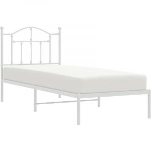 VidaXL Cadre de lit m&eacute;tal avec t&ecirc;te de lit blanc 90x190 cm, lit simple, meuble de chambre &agrave; coucher, lit d'invit&eacute;, lit, cadre de lit en m&eacute;tal, sommier