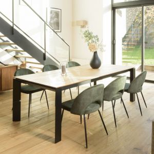 Macabane 2 Chaises en Velours Tom dossier ouvert vert sapin - 51x55x79 cm