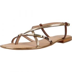 Les Tropéziennes par M. Belarbi Femme Monaco Chaussures Ville Entre-Doigt, Leopard-Or, 38 EU