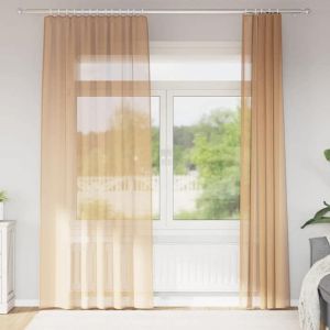VidaXL Rideaux En Voile Avec Passe-Tringles 2 Pcs Sable