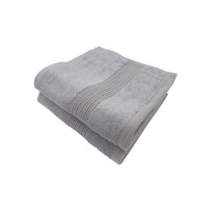 Lot de 2 serviettes de bain coton et bambou - 600gr-m² - Couleurs serviettes Bambou - Gris Perle - 70 x 140 cm