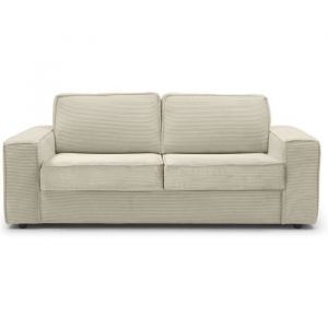 Canapé convertible 3 places en velours côtelé beige -Ouverture express