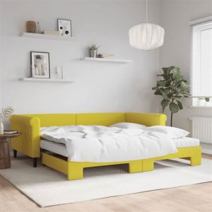 VidaXL Lit De Jour Avec Gigogne Et Matelas Jaune 100x200 Cm Velours