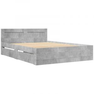 VidaXL Cadre de lit avec t&ecirc;te de lit gris b&eacute;ton 120x200 cm, meubles de chambre &agrave; coucher, lit double, sommier, lit, cadre de lit double