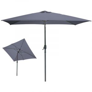 Parasol inclinable rectangulaire gris anthracite 200x300x250 cm – Toile 180 g/m² déperlante