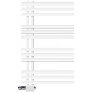 ECD Germany Radiateur de salle de bain blanc 600 x 1000 mm avec thermostat + set de connexion central - kit de montage mural - protection contre le gel antigel - instructions d'installation