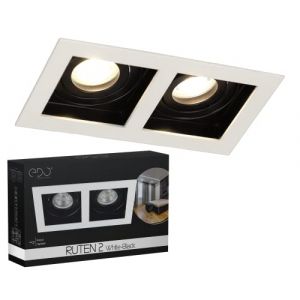 Image de Spot encastrable double RUTEN 2 blanc/noir GU10 IP20 carré EDO