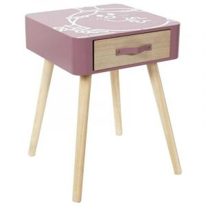 The home deco factory Table de chevet 1 tiroir Madame Princesse