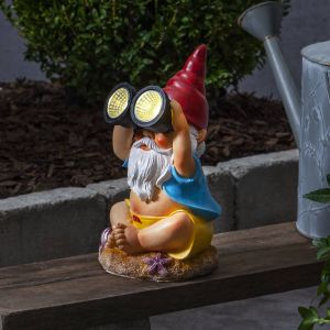 Star Trading - Figurine solaire Gnomy, look plage avec jumelles