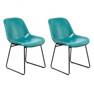 Prix Lot de 2 Chaises Design Cora 81cm Bleu Pétrole
