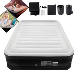 Aufun Matelas Gonflable Avec Pompe Électrique Intégrée, Matelas Aérien Pour Le Camping Ou La Maison, 300 Kg Max,203 X 152 X 51 Cm