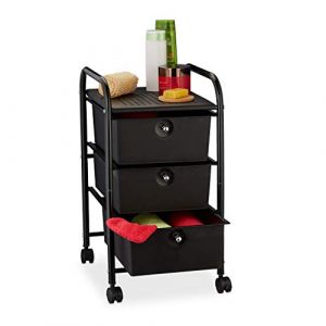 Relaxdays Chariot sur Roues de Bain, 3 tiroirs, métal et Plastique, conteneur, cosmétiques, 60 x 33 x 39 cm, Couleurs