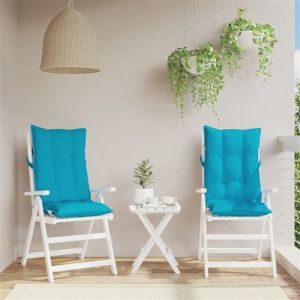 VidaXL Lot de 2 Coussins de Chaise à Dossier Haut, Galette de Siège Imperméable, Coussin d'Extérieur Anti-glissement Jardin Terrasse, Turquoise