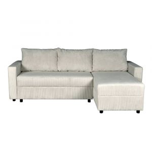 Weber Industries Le Quai Des Affaires - Canapé d'angle convertible et réversible avec coffre theo en velours côtelé / Gris clair/ L230xH88xP145 cm