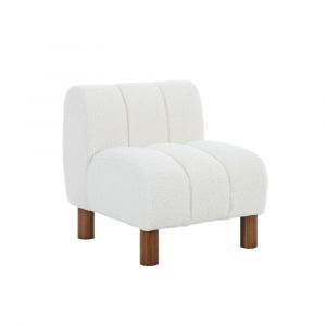 Sweeek | Fauteuil enfant pieds arrondis bois d'hévéa et bouclette blanche L 47 x P 565 x H 525cm - Angel