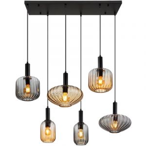 Globo Suspension lampe suspendue lampe de salle à manger plafonnier en verre à 6 lampes lampe design