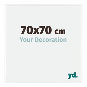 Image de Your Decoration - 70x70 cm - Cadre Photo en Plastique Avec Verre acrylique - Anti-Reflet - Excellente Qualité - Blanc Brillant - Cadre Decoration