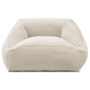 Bobochic Pouf ultra moelleux lilibet tissu imitation fourrure blanc - 125x125x77 cm