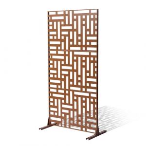 VEVOR Brise-Vue en Métal, 120x193 cm, Panneau Intimité Autoportant avec Support, Écran de Confidentialité Décoratif, Paravent Séparateur Extérieur pour Patio, Balcon, Salle Intérieure, Jardin, Marron