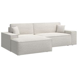 Canapé d'angle gauche convertible 3 places beige clair