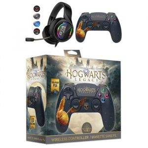 Freaks and Geeks Manette PS4 Bluetooth Harry Potter Hogwarts Legacy Vivet Doré Lumineuse 3.5 JACK + Casque PRO-GTA250 PS4-PS5 PLAYSTATION MULTIPLATE