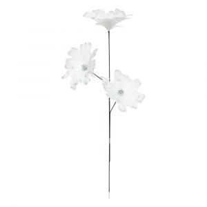 Branche déco spéciale fêtes Fleurs en Plumes blanches et argentées H 65 cm