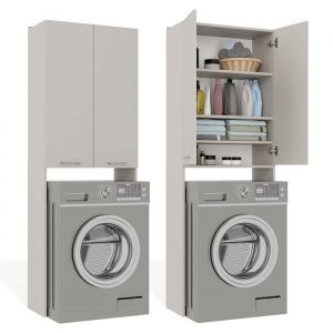 POLA - Meuble de Salle de Bain au-dessus du Lave-linge - Beige - 64 x 30 x 180 cm