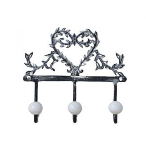 Image de Porte serviette et torchons en m&eacute;tal gris et blanc 12 x 7.5 cm