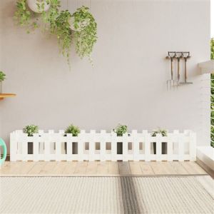 VidaXL Lit Surélevé de Jardin Design de Clôture, Bac à Fleurs, Pot de Plantes, Jardinière de Jardin, Marron 200x30x30 cm Bois de Pin Massif