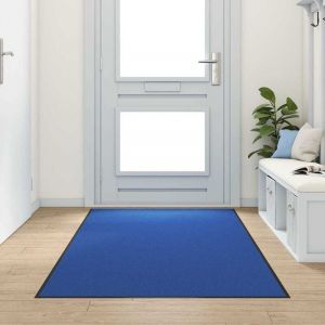 VidaXL Tapis d'entr&eacute;e Autre Bleu et Noir 120 x 300 cm Polyamide et PVC