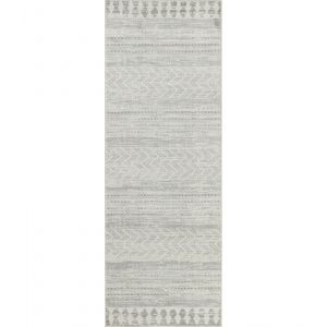 Surya Oslo Tapis Géométrique Scandinave - Tapis de Couloir, Salon, Salle à Manger, Chambre, Cuisine - Tapis Design Boheme Chic, Berbere Moderne, Tapis Poil Court 80x220cm - Blanc Cassé, Anthracite