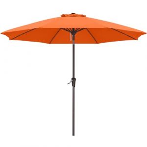 ABCCANOPY Parasol de terrasse de 2,7 m – Parasol de table imperméable avec bouton-poussoir d'inclinaison et manivelle, 8 baleines, protection UV, pour jardin, pelouse, terrasse et arrière-cour