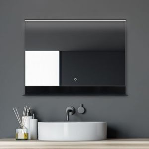Talos Miroir de Salle de Bain Black Home avec éclairage, Noir, 80 x 60 cm